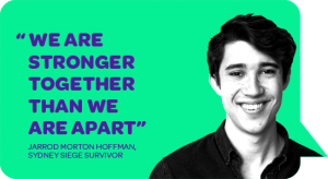 We are stronger together than we are apart - Jarrod Hoffman Sydney siege survivor