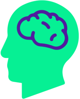 Illustration of side view of head showing brain